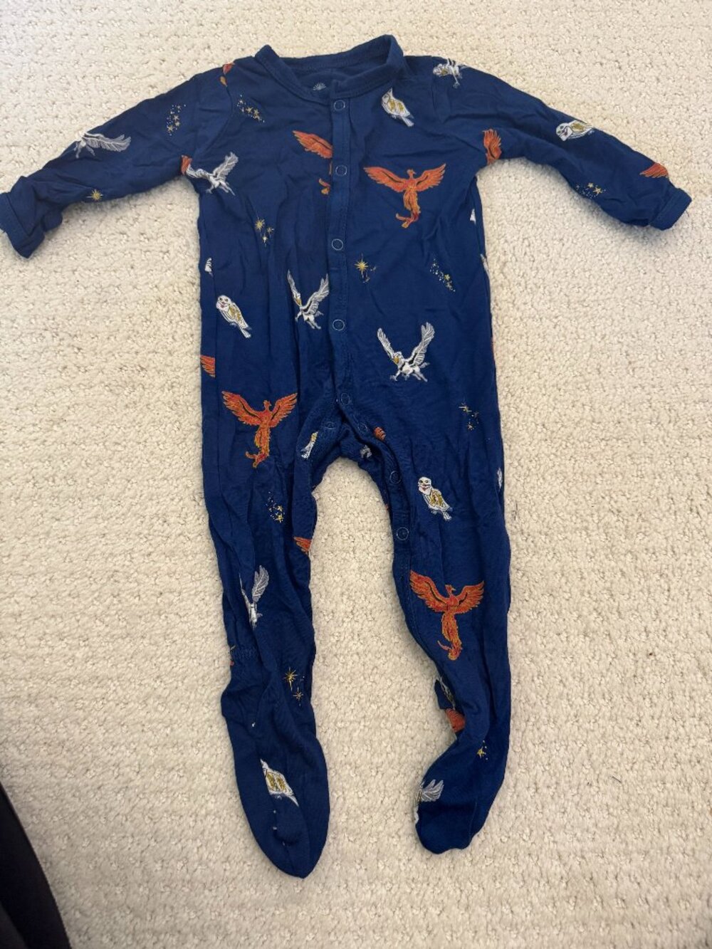 Kyte Baby x Harry Potter Bamboo Snap Footie Phoenix & Owl – 0-3M Like New